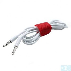 3.5mm male à male cable de connexion audio avec serre-cable (blanc, longueur 100 cm)