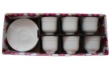 Set Tasses à café avec soucoupes, Céramique, Blanc