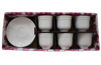 Set Tasses à café avec soucoupes, Céramique, Blanc