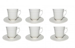 Set Tasses à café avec soucoupes, Céramique, Blanc