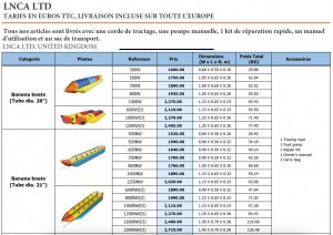 Jeux nautiques gonflables et tractables, flyfish, bandwagon, bananes, bouées