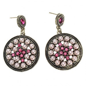 Rétro Brillant Boucles d'oreilles disques Pearl Stud