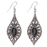 Cheval yeux Boucles d'oreilles forme de gemme noire