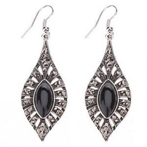 Cheval yeux Boucles d'oreilles forme de gemme noire