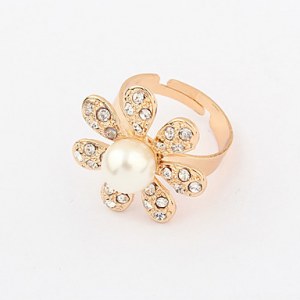 Alliage Perle Zircon Tournesol Anneau d'or de modèle