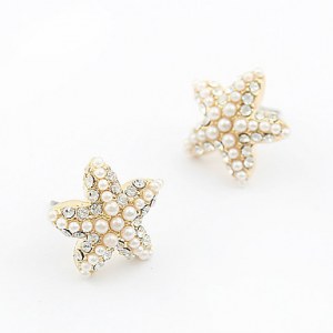 Boucles d'oreilles perle d'alliage de Starfish Pattern