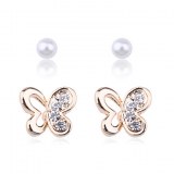Papillon alliage en forme de zircon Boucles d'oreilles perle Set