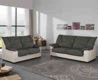 Canapé Bornos 3+2 Déhoussable Gris et Blanc