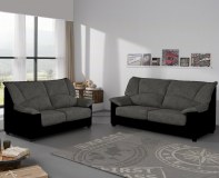 Canapé Bornos 3+2 Déhoussable Gris et Noir