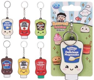DESTOCKAGE – Porte-clés Kawaii Foodiez Sauces – 6 modèles assortis – PVC souple 2D