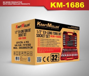 COFFRET DE DOUILLES TORX LONGUES 1/2" KM-1686