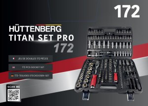 172 pièces Ensemble de douilles professionnelles Huttenberg