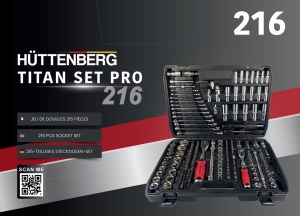 216 pièces Ensemble de douilles professionnelles Huttenberg