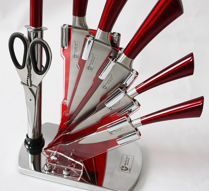 Set de couteaux avec support 8 pièces silver Herzberg HGMSN8SLV | Leroy