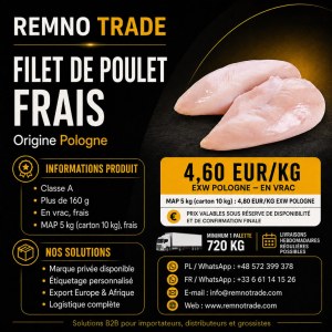 Filet de poulet frais – origine Pologne – vente B2B