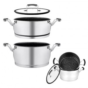 Couscoussier en inox et intérieur en pierre, 2 tailles disponibles