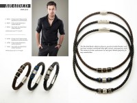 Bijoux en acier et en cuir pleine fleur pour homme de la marque inox a bas prix