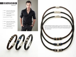 Bijoux en acier et en cuir pleine fleur pour homme de la marque inox a bas prix