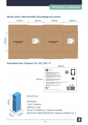 Sur blouses a usage unique 25 GSM avec Bord cotes