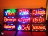 Enseigne lumineuse led panneau publicité ouvert pizza