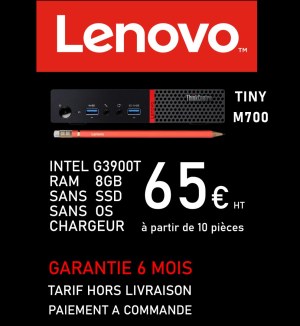 Lot LENOVO Tiny M700 G9300T 8GB NO SSD + chargeur