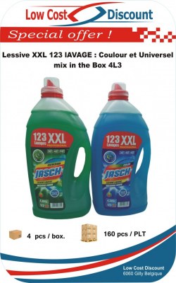Lessive XXL 123 lAVAGE : Coulour et Universel mix in the Box 4L3