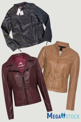 Vestes en cuir pour femmes de marques européennes, destockage
