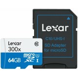 Carte Micro-SDXC Lexar 64 Go Class 10 300X avec Adaptateur/Lecteur de Carte