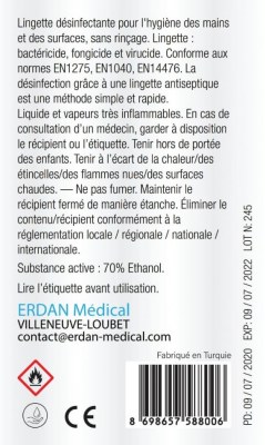 Lingettes individuelles virucides Normes EN14476 / EN