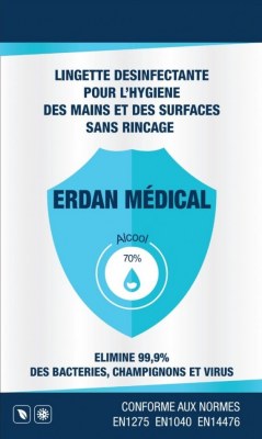 Lingettes individuelles virucides Normes EN14476 / EN