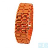 Montre LED Binaire en acier trempe. Avec affichage Rouge au bracelet