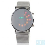 Newest Mirror Face Binary LED Steel Watch for Men Silver