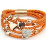 Grossiste Bracelet cuir coeur plaquage or rose