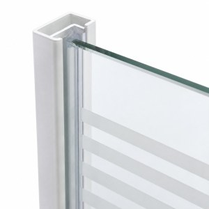 Lot 15 parois de douche fixes 76-82 x 190 cm – profilé blanc, verre sérigraphié perle