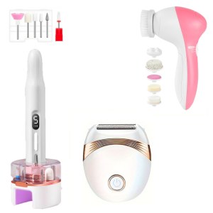 Lot d'appareils beauté. pédicure manucure épilateur et nettoyage visage
