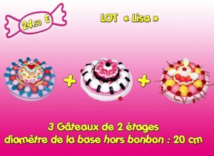 Lot de 3 gâteaux de bonbons