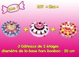 Lot de 3 gâteaux de bonbons