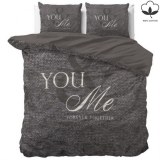 "Love for You&Me" Gris Set 2/3 pcs Parure de Lit 100% Coton Housse de Couette+Taie d'Or...