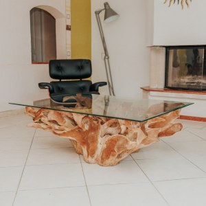 Grossiste console en teck, console bois naturel, table basse racine, table basse teck, table de...