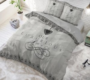 "Luxurious" Gris Set 2/3 pcs Parure de Lit 100% Coton Housse de Couette+Taie d'Oreiller...