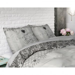 "Luxurious" Gris Set 2/3 pcs Parure de Lit 100% Coton Housse de Couette+Taie d'Oreiller...