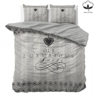"Luxurious" Gris Set 2/3 pcs Parure de Lit 100% Coton Housse de Couette+Taie d'Oreiller...
