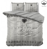 "Luxurious" Gris Set 2/3 pcs Parure de Lit 100% Coton Housse de Couette+Taie d'Oreiller...