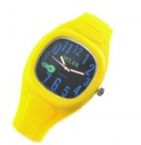 Montre type fantaisie, en silicone ( jaune, blanc, rose )