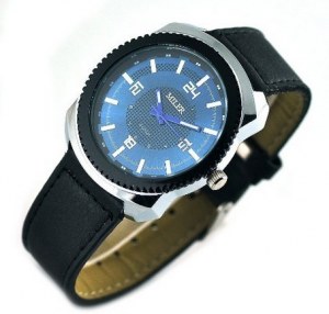 Montre miler pour homme avec bracelet en cuir et boitier en acier