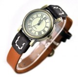 Montre fantaisie retro pour femme, bracelet de cuir