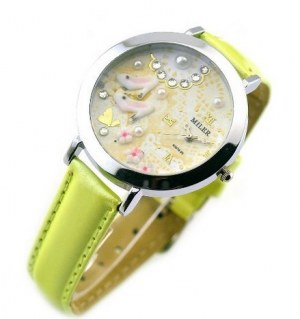 Montre fantaisie pour enfant,jaune pale
