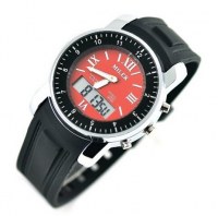 Monter fantaisie avec double cadran, analogique et lcd ( noir et rouge)