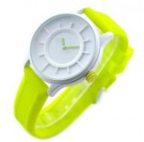 Montre fantaisie miler, cadran entierement blanc et bracelet jaune vif