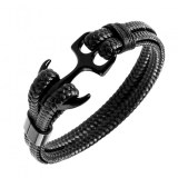 Bracelet cuire ancre acier boite cadeau